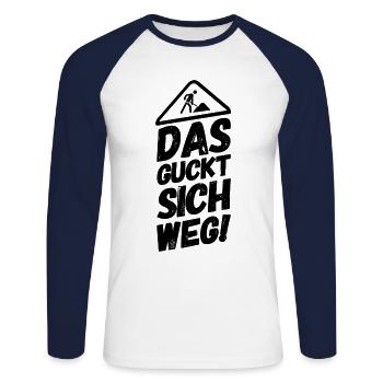 Bauarbeiter Baustelle guckt sich weg II - Unisex Baseballshirt langarm - Weiß/Navy - Vorne - Nik (191cm)
