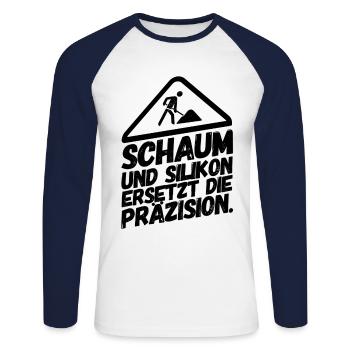 Bauarbeiter Baustelle Schaum Silikon - Unisex Baseballshirt langarm - Weiß/Navy - Vorne - Nik (191cm)