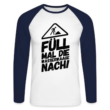 Bauarbeiter Baustelle Nachfüllen - Unisex Baseballshirt langarm - Weiß/Navy - Vorne - Nik (191cm)