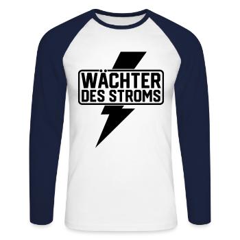 Wächter des Stroms - Unisex Baseballshirt langarm - Weiß/Navy - Vorne - Nik (191cm)