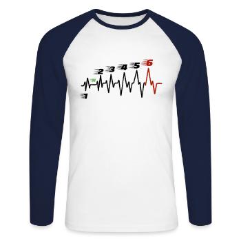 Pouls Moto 6 vitesses Commutation ECG - T-shirt baseball manches longues Homme - blanc/marine - Devant - Nik (191cm)