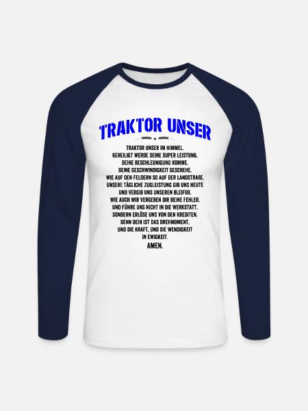 Traktor Unser Gebet Bauer Landwirt Spruch Traktor - Unisex Baseballshirt langarm - Weiß/Navy