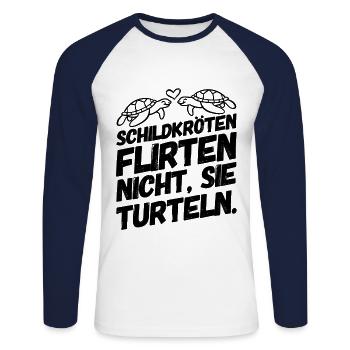 Schildkröte Flirten Turteln Niedlich - Unisex Baseballshirt langarm - Weiß/Navy - Vorne - Nik (191cm)