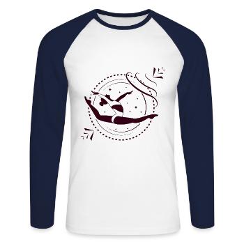 Sport de gymnastique - T-shirt baseball manches longues Homme - blanc/marine - Devant - Nik (191cm)
