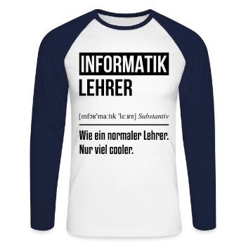 Informatiklehrer Informatik Lehrer Schule Schüler - Unisex Baseballshirt langarm - Weiß/Navy - Vorne - Nik (191cm)