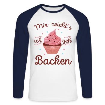 Mir reichts ich geh Backen Bäcker Bäckerin Kuchen - Unisex Baseballshirt langarm - Weiß/Navy - Vorne - Nik (191cm)