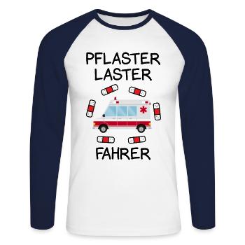 Pflaster Laster Fahrer Sanitäter Notarzt Rettungsd - Unisex Baseballshirt langarm - Weiß/Navy - Vorne - Nik (191cm)