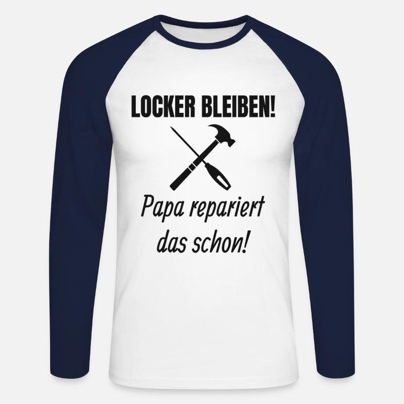 Papa Handwerker Spruch - Unisex Baseballshirt langarm - Weiß/Navy