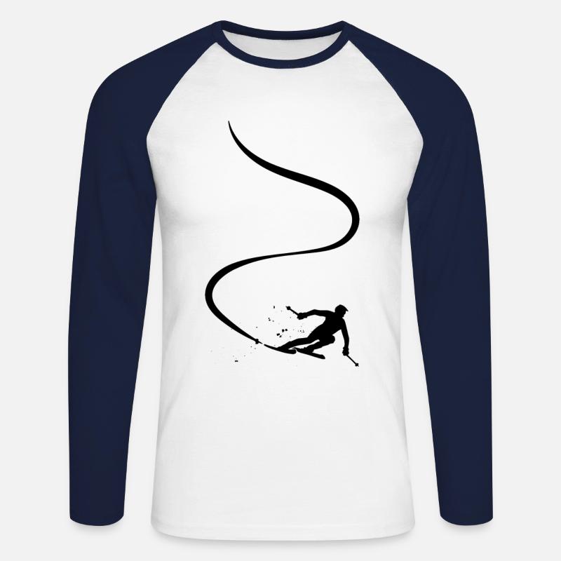 Sciatore Sci alpino Sci Sci Sciatore Sci - Maglia da baseball a manica lunga da uomo - bianco/navy