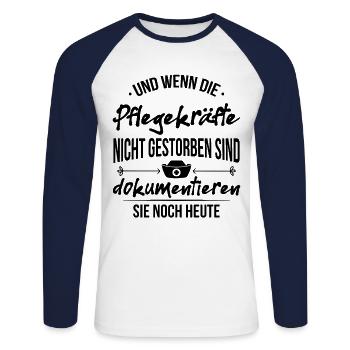 Pflegekraft Dokumentieren Spruch Pfleger Beruf Ges - Unisex Baseballshirt langarm - Weiß/Navy - Vorne - Nik (191cm)
