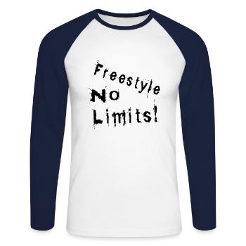 Freestyle No limits - Unisex Baseballshirt langarm - Weiß/Navy - Vorne - Nik (191cm)