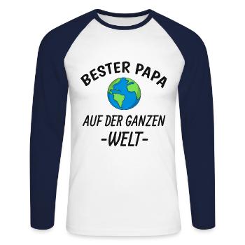 Bester Papa - Unisex Baseballshirt langarm - Weiß/Navy - Vorne - Nik (191cm)