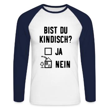 Kindisch Lustige Sprüche Witzig - Unisex Baseballshirt langarm - Weiß/Navy - Vorne - Nik (191cm)
