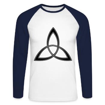 Viking Triskel celtique symbole de noeuds cadeau - T-shirt baseball manches longues Homme - blanc/marine - Devant - Nik (191cm)