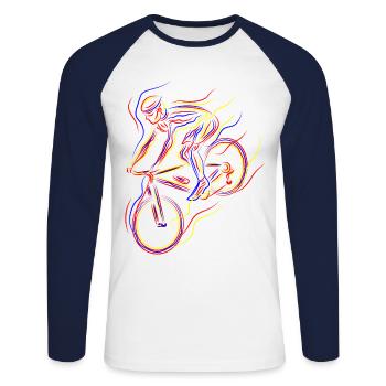 Radfahrer Malen Radfahrer Radfahren Radfahren - Unisex Baseballshirt langarm - Weiß/Navy - Vorne - Nik (191cm)