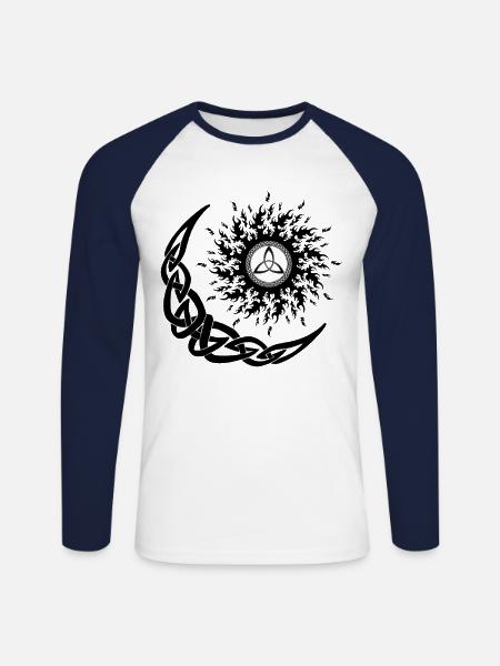 Solsticio de invierno Vikingos Sol Luna Tribal - Raglán manga larga hombre - blanco/azul marino