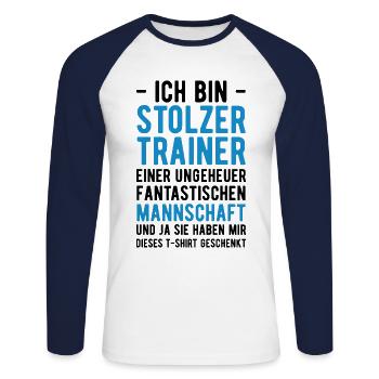 Ich bin Stolzer Trainer einer Fantastischen Mannsc - Unisex Baseballshirt langarm - Weiß/Navy - Vorne - Nik (191cm)
