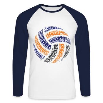 Volley- volley- joueur tenue de joueur de volley- - T-shirt baseball manches longues Homme - blanc/marine - Devant - Nik (191cm)