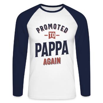 Promoted To Pappa Again | Father Grandpa - Unisex Long Sleeve Baseball T-Shirt - white/navy - Front - Nik (191cm)