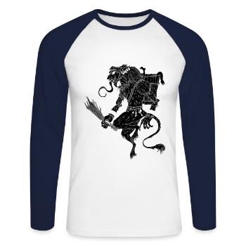 Krampus devil custom Christmas gift idea - Unisex Long Sleeve Baseball T-Shirt - white/navy - Front - Nik (191cm)