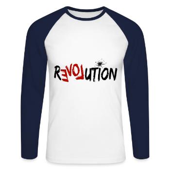 Amour de la révolution - T-shirt baseball manches longues Homme - blanc/marine - Devant - Nik (191cm)
