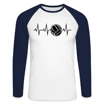 Volley- battement de coeur volley- joueur de volley- - T-shirt baseball manches longues Homme - blanc/marine - Devant - Nik (191cm)