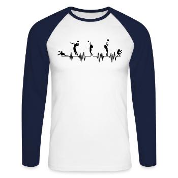 Joueur de volley- battement de coeur joueur de volley - T-shirt baseball manches longues Homme - blanc/marine - Devant - Nik (191cm)