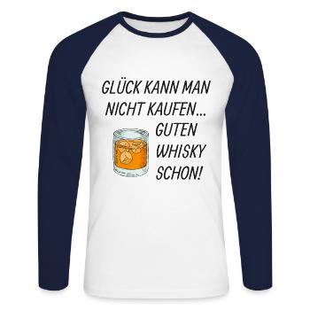 Whisky Proverbe - T-shirt baseball manches longues Homme - blanc/marine - Devant - Nik (191cm)