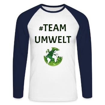Team Environment - Unisex Long Sleeve Baseball T-Shirt - white/navy - Front - Nik (191cm)
