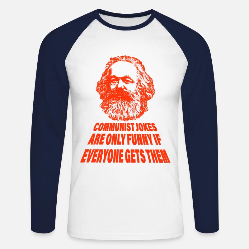 kommunistischer Witz Geschenk - Unisex Baseballshirt langarm - Weiß/Navy