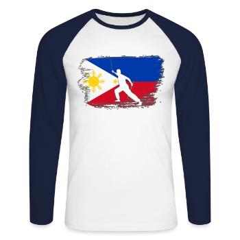 Escrima Filipino Martial Art Martial Arts - Unisex Long Sleeve Baseball T-Shirt - white/navy - Front - Nik (191cm)