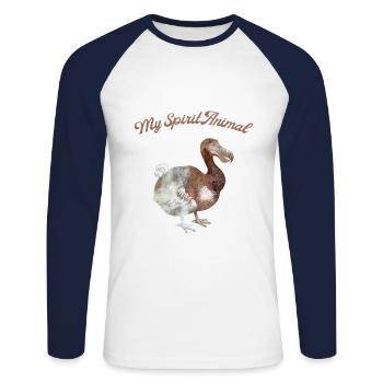 Dodo - Unisex Long Sleeve Baseball T-Shirt - white/navy - Front - Nik (191cm)