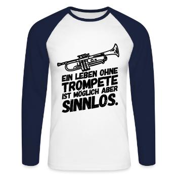 Trompete Trompeten Trompeter Sinn II - Unisex Baseballshirt langarm - Weiß/Navy - Vorne - Nik (191cm)