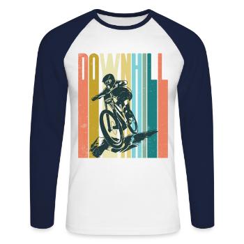 Retro downhill cycling MTB cycling cyclist - Unisex Long Sleeve Baseball T-Shirt - white/navy - Front - Nik (191cm)