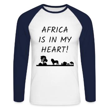 Afrika Africa - Unisex Baseballshirt langarm - Weiß/Navy - Vorne - Nik (191cm)