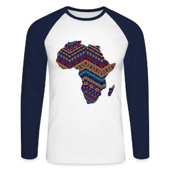 Africa Safari Rasta Fan d'Afrique Amoureux de l'Afrique - T-shirt baseball manches longues Homme - blanc/marine - Devant - Nik (191cm)