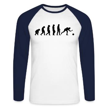 Bowler Evolution Bowling Kegler Kegeln Turnier Ges - Unisex Baseballshirt langarm - Weiß/Navy - Vorne - Nik (191cm)