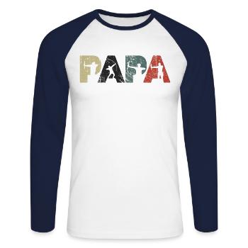 Archers Papa Archery Archery Fatherert - Unisex Long Sleeve Baseball T-Shirt - white/navy - Front - Nik (191cm)
