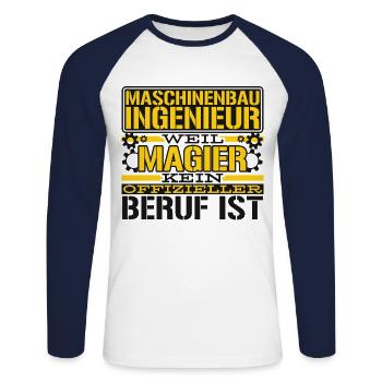 Maschinenbauer Techniker Maschinenbau Ingenieur - Unisex Baseballshirt langarm - Weiß/Navy - Vorne - Nik (191cm)