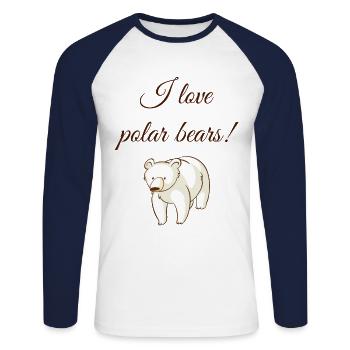 Ours polaire ours polaires - T-shirt baseball manches longues Homme - blanc/marine - Devant - Nik (191cm)