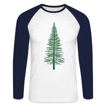 Fir forest tree wilderness nature wood - Unisex Long Sleeve Baseball T-Shirt - white/navy - Front - Nik (191cm)