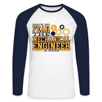 Mechanical engineering mechanical engineer engineer gift idea - Unisex Long Sleeve Baseball T-Shirt - white/navy - Front - Nik (191cm)