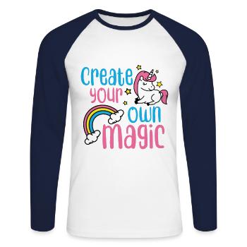 Create Your Own Magic - T-shirt baseball manches longues Homme - blanc/marine - Devant - Nik (191cm)
