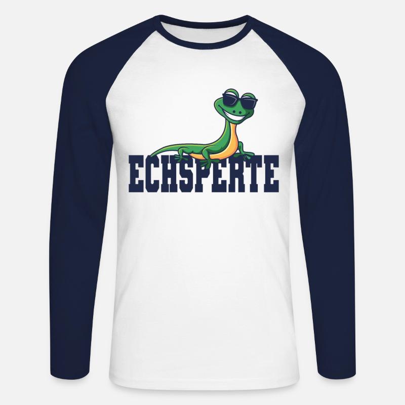 Echsperte Echspertin Eidechse Echse Reptilien - Unisex Baseballshirt langarm - Weiß/Navy