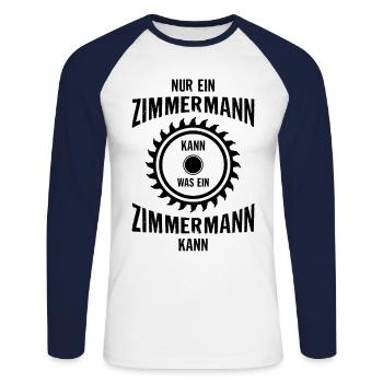 Zimmermann - Unisex Baseballshirt langarm - Weiß/Navy - Vorne - Nik (191cm)