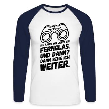 Lustige Sprüche Witz Fernglas - Unisex Baseballshirt langarm - Weiß/Navy - Vorne - Nik (191cm)