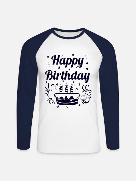 happy Birthday - Unisex Long Sleeve Baseball T-Shirt - white/navy
