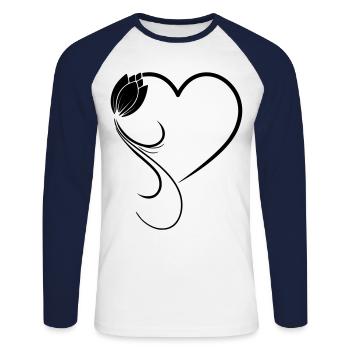 Heart flower tulip frame - Unisex Long Sleeve Baseball T-Shirt - white/navy - Front - Nik (191cm)