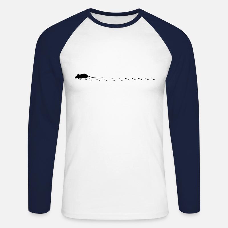 Maus spur, Mausspuren - Unisex Baseballshirt langarm - Weiß/Navy
