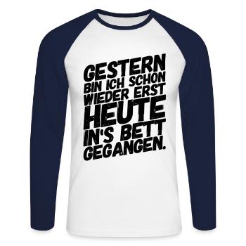 Lustige Sprüche Feiern Party - Unisex Baseballshirt langarm - Weiß/Navy - Vorne - Nik (191cm)